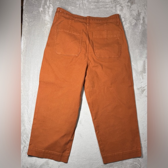 Madewell Curvy Slim Emmet Wide Leg Crop Nutmeg Burnt Orange Pants Size 31 - Picture 12 of 16